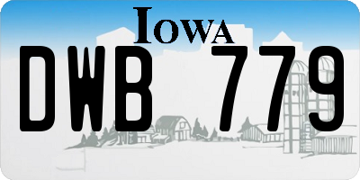 IA license plate DWB779