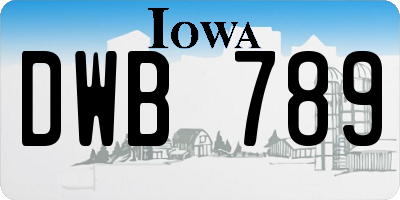 IA license plate DWB789