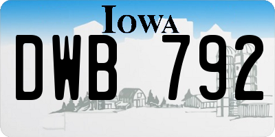 IA license plate DWB792