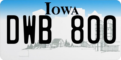 IA license plate DWB800