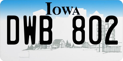 IA license plate DWB802