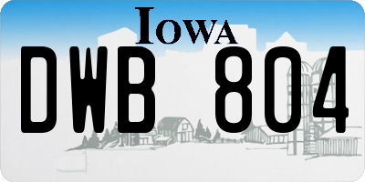 IA license plate DWB804