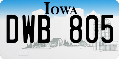 IA license plate DWB805