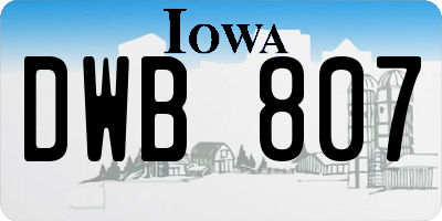 IA license plate DWB807