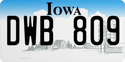IA license plate DWB809