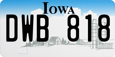 IA license plate DWB818