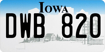 IA license plate DWB820
