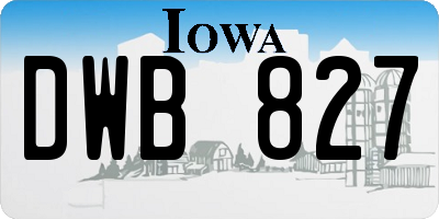 IA license plate DWB827