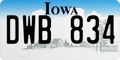 IA license plate DWB834