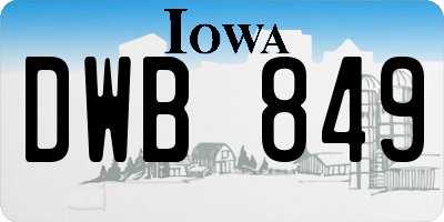 IA license plate DWB849
