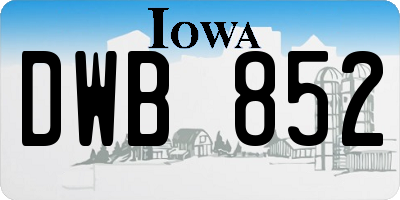 IA license plate DWB852