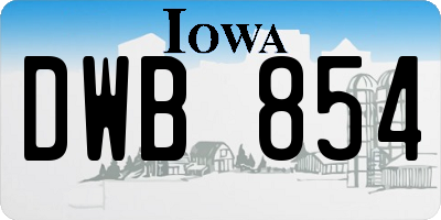 IA license plate DWB854