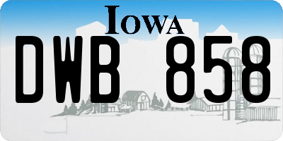 IA license plate DWB858