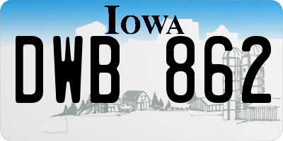 IA license plate DWB862