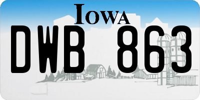 IA license plate DWB863