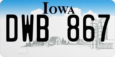 IA license plate DWB867
