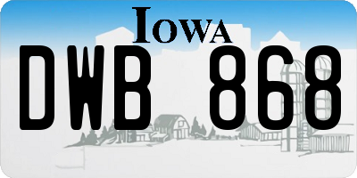 IA license plate DWB868