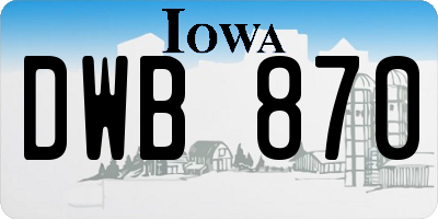 IA license plate DWB870