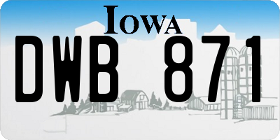 IA license plate DWB871