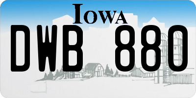 IA license plate DWB880