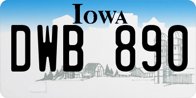 IA license plate DWB890