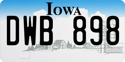 IA license plate DWB898