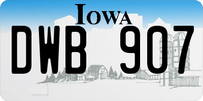 IA license plate DWB907