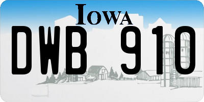 IA license plate DWB910