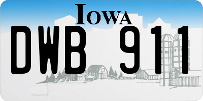 IA license plate DWB911
