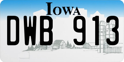 IA license plate DWB913