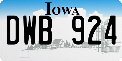 IA license plate DWB924