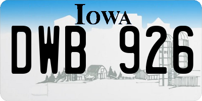 IA license plate DWB926