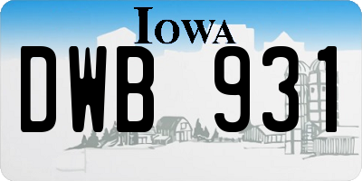 IA license plate DWB931