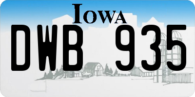 IA license plate DWB935