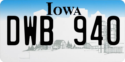 IA license plate DWB940