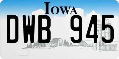 IA license plate DWB945