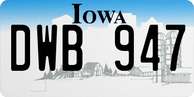IA license plate DWB947