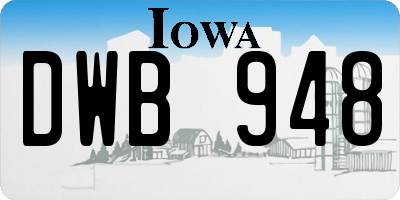 IA license plate DWB948