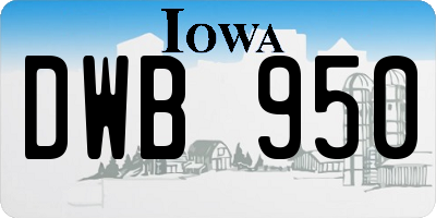 IA license plate DWB950