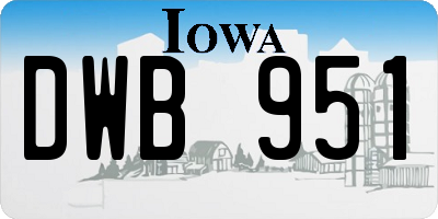 IA license plate DWB951