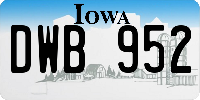 IA license plate DWB952