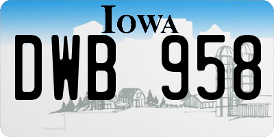 IA license plate DWB958