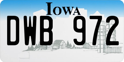 IA license plate DWB972