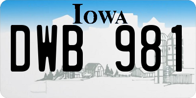 IA license plate DWB981