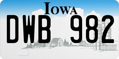 IA license plate DWB982