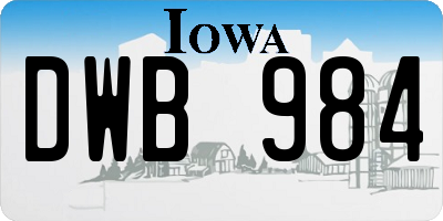 IA license plate DWB984