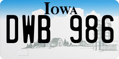 IA license plate DWB986