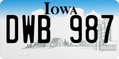 IA license plate DWB987