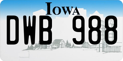 IA license plate DWB988