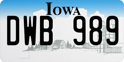 IA license plate DWB989